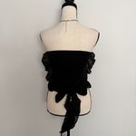 Boutique red lace up ribbon bow black ruffly tube top Photo 6