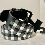 Carbon Genuine Bonded Leather Black and White Check NWT Small Photo 1