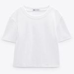 ZARA White Short Sleeve Crewneck Crop Top T-Shirt Size Medium Photo 3