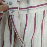 Ann Taylor White & Red Striped Belted Shorts Pocket Casual Linen Size 12 NWT Photo 1