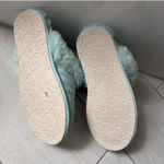 UGG  Scuffette Wavy Sky Slippers Sz 6 US Suede Sheepskin Fur Trim Mint Green Cozy Photo 9