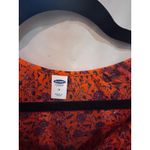 Old Navy  Floral Print Tassel Tie Blouse Orange Purple Long Sleeve Women's Size M Photo 3