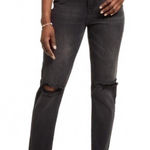 BP Ripped High Waisted Mom Jeans Black Distressed Wash Size 25 Photo 0