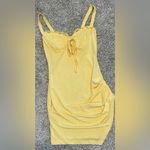 None Women’s yellow sexy lace sleeveless ruched party bodycon mini dress‎ size XS Photo 1