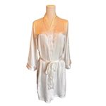 Linea Donatella  White Lace Peignoir Set Nightgown Robe Wedding Lingerie Lg Bride Photo 1