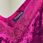 Torrid Crushed Velvet Lace Trim V-Neck Cami in Berry Romance | 0 (Large - 12) Photo 4