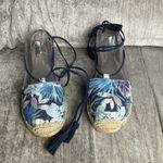J.Jill Strappy Sandals 8 Blue And Purple Floral Espadrille Flats Resort Vacation Photo 2
