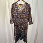 Eloquii  Floral Mixed Print Satin Asymmetric‎ Pleated Plus Size Midi Dress 16 529 Photo 5