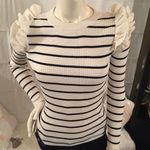 Stylus Ruffle Shoulder lite ribbed Cotton Top Black Photo 0