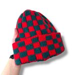 Y2K Women's Multicolor Red Green Cat Crochet Plaid Grunge Emo Knitted Hat Beanie Photo 1