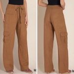 Soft Surroundings  Camel Linen Lagenlook Minimalist Wide Leg Cargo Pocket Pants M Photo 1