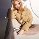 Bershka nwt camel puffer padded jacket Bomber Photo 5