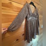 Alter’d State Boutique Cheetah Print Long Sleeve Dress Boho size Small Brown Photo 3