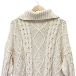 Free People  Driftwood Cable Knit Polo in Ivory Size Medium M Fisherman Oversized Photo 11