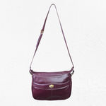 1980s Vintage Burgundy Leather Crossbody Satchel – Luxe Structured Shoulder Bag Red Photo 12