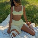 Princess Polly Lily Yellow Floral Midi Skirt w/ Slit Photo 1