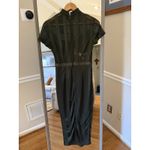 Pretty Little Thing  Khaki High Neck Lace Lined Sheer Mesh Midi Dress Size 10 Photo 7