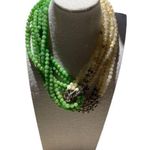 Vintage Green Jade Agate Glass Multi Strand Beaded Women’s Necklace Sz 19” Photo 0
