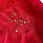 Kenzo Womens 100% Silk Tie Neck Hair Fashion Scarf Bright Red Gold Accent Square Photo 4