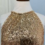 Free People  Lights Out Sequin Halter Cropped Top Neutral Combo Gold Color Sz XL Photo 9