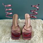 Cape Robbin  Women’s Pink Metallic Open Toe Wrap Around Heels Photo 10