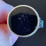 Round black obsidian S925 silver woman ring size 6.5 Photo 4