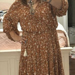 Floral Brown Dress Orange Photo 0