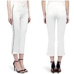 L'Agence Nadia Cropped Straight Jeans White Silver Tuxedo Stripe Stretch 25 Photo 1