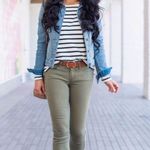 Olive Green Skinny Jeans Size M Photo 0