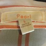 Pearl Button Down Sheer Tie Front Stripe Blouse L Size L Photo 4