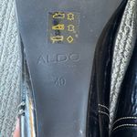 ALDO Vintage Black Patent Leather Peep Toe Silver Buckle Kitten Heels Sz 40/9 Photo 11
