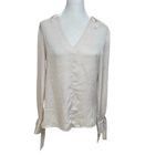 Banana Republic Beige Long Tie Sleeve V-Neck Blouse Size XS Photo 3