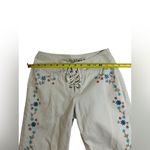 Mudd Vintage Y2K  Lace-Up Front Tie Flare Jeans Size 3 Floral Embroidered RARE Photo 9