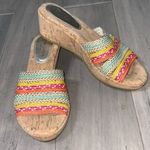 Eric Javits Colorful Braided Cork Summer Open Toe Wedge Sandals 6.5 Photo 0