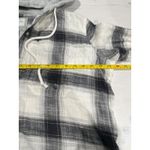 American Eagle American Eagle Plaid Flannel Button Up Hoodie Shirt Medium Black White Gray Photo 1