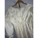 Daisy Vintage Handmade White Floral Yellow Maxi Dress Short Sleeve Med Lace Trim Photo 5