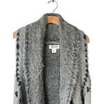 Shyanne  Kimono Duster Cardigan Open Front Womens OS Gray Black Aztec Fringe Photo 1