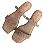 Jewel Badgley Mischka Anthropologie Helena Flat Sandal Size 8.5 Rose Gold NWB Pink Photo 0