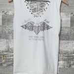 Hardly An Angel Biker Lace Up Tank Medium White Photo 0