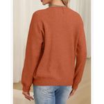 NEW~ V Neck Waffle Knit Sweater Outfits Loose Pullover M Orange Size M Photo 1