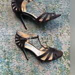 Betsey Johnson Glissten black glitter t-strap cage stiletto sandals, size 9 Photo 4