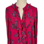 Saloni Tilly Ruffle Bib 100% Silk Long Sleeve Dress in Cherry Bows Red Photo 7