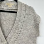 Michael Kors  Grey Cable Knit Womens Short Sleeve Sweater Cardigan L Academia Photo 7
