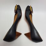 Chloé Chloe Leather Buckle Peep Toes Kitten Heels Slip On Pumps Size 37 Black Photo 9