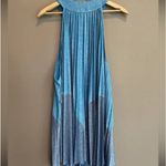 Free People Pleated Love Metallic Two- Tone Blue Mini Dress Size XL Photo 5
