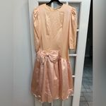 Vintage Pantagis 80s Ombre Peach Pink Bow Satin Party Prom Gown Dress Size 12 Photo 14