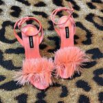 Nine West Peach Orange feather ankle heels sz 6 Photo 11