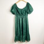 Lulus Remarkable Sensation Emerald Green Puff Sleeve Tiered Midi Dress Large Photo 1