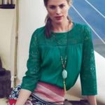 Moulinette Soeurs | Anthropologie Lace Cloaked Green Blouse Size 6. Photo 0