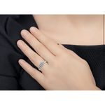 Boutique Platinum Plated S925 Silver Leaf Motif Engagement Ring Simulated Diamond, Sz 6 Photo 6